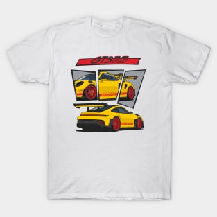 car 911 gt3 rs racing edition detail yellow red T-Shirt